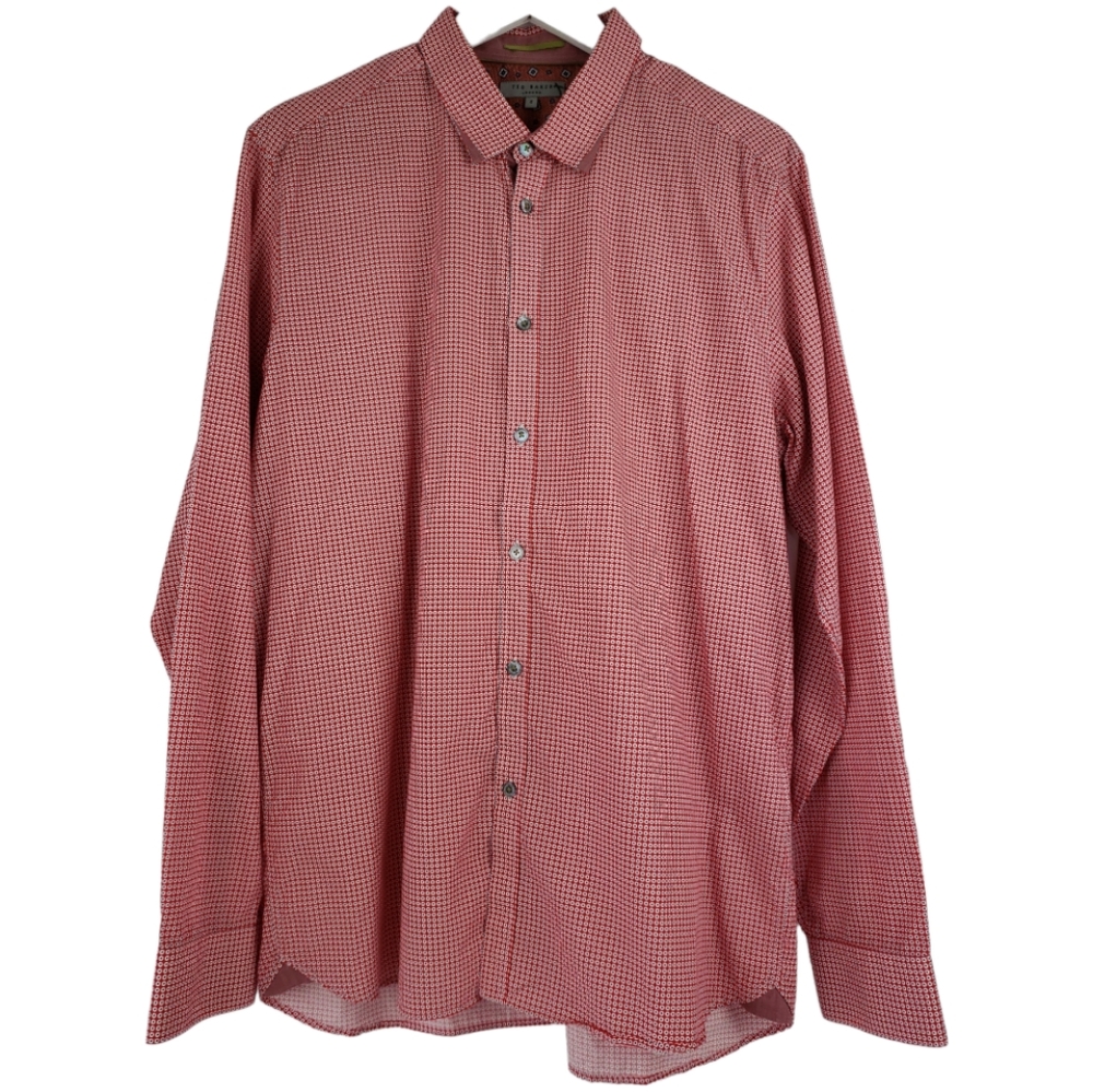 Ted Baker London Button Front Shirt Size 6 in Red Print